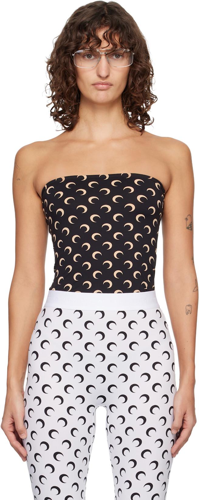 Black Recycled Moon Jersey Second Skin Tube Top by MARINE SERRE