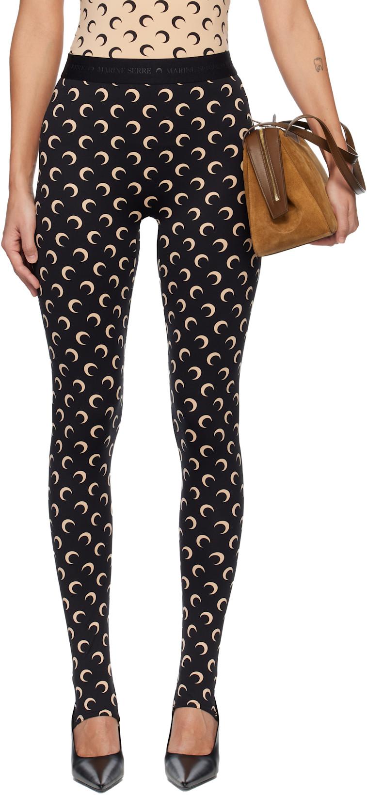 Black Recycled Moon Jersey Stirrup Leggings by MARINE SERRE Black Recycled Moon Jersey Stirrup Leggings by MARINE SERRE