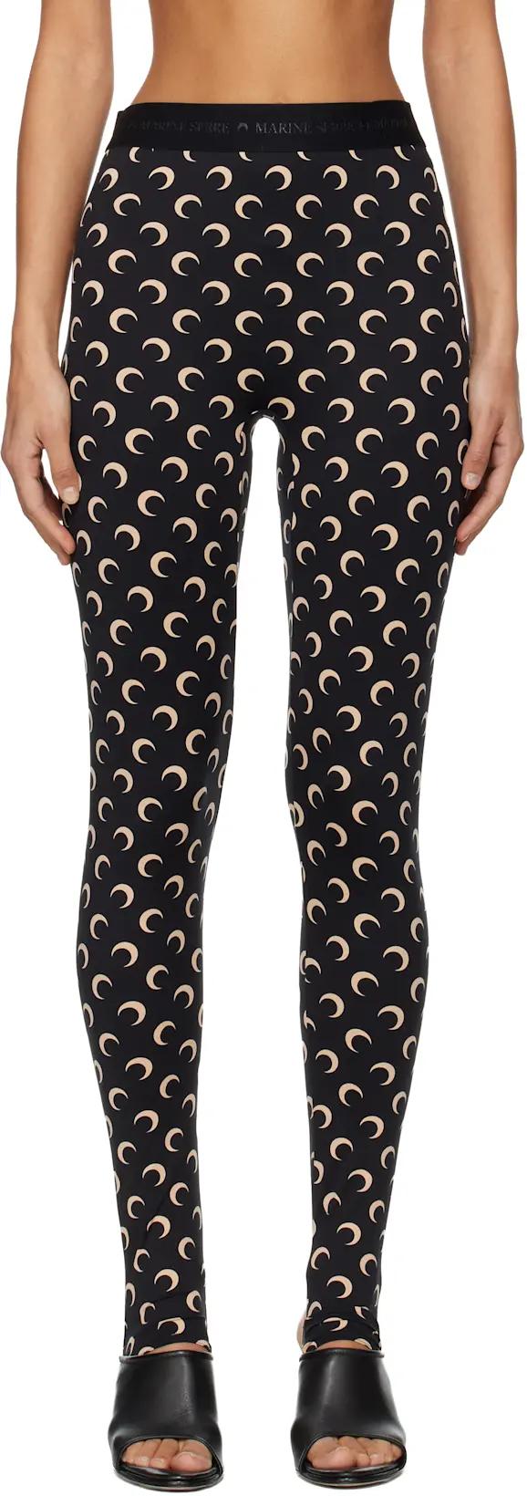 Black Recycled Moon Jersey Stirrup Leggings by MARINE SERRE