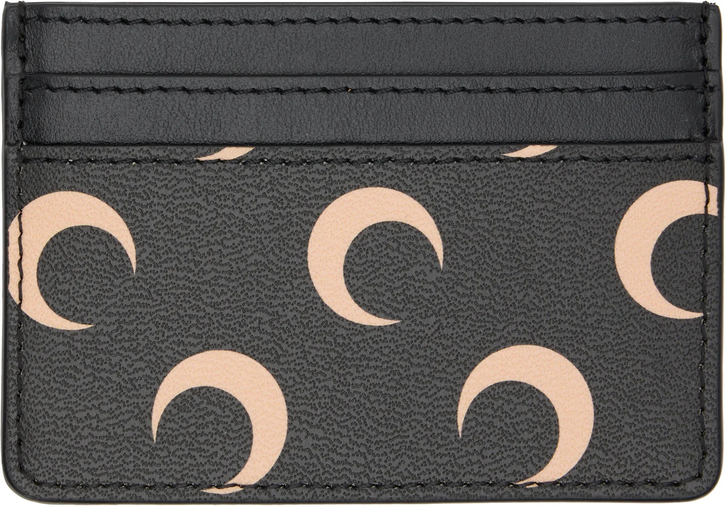 Black Screen Print Leather Card Holder by MARINE SERRE