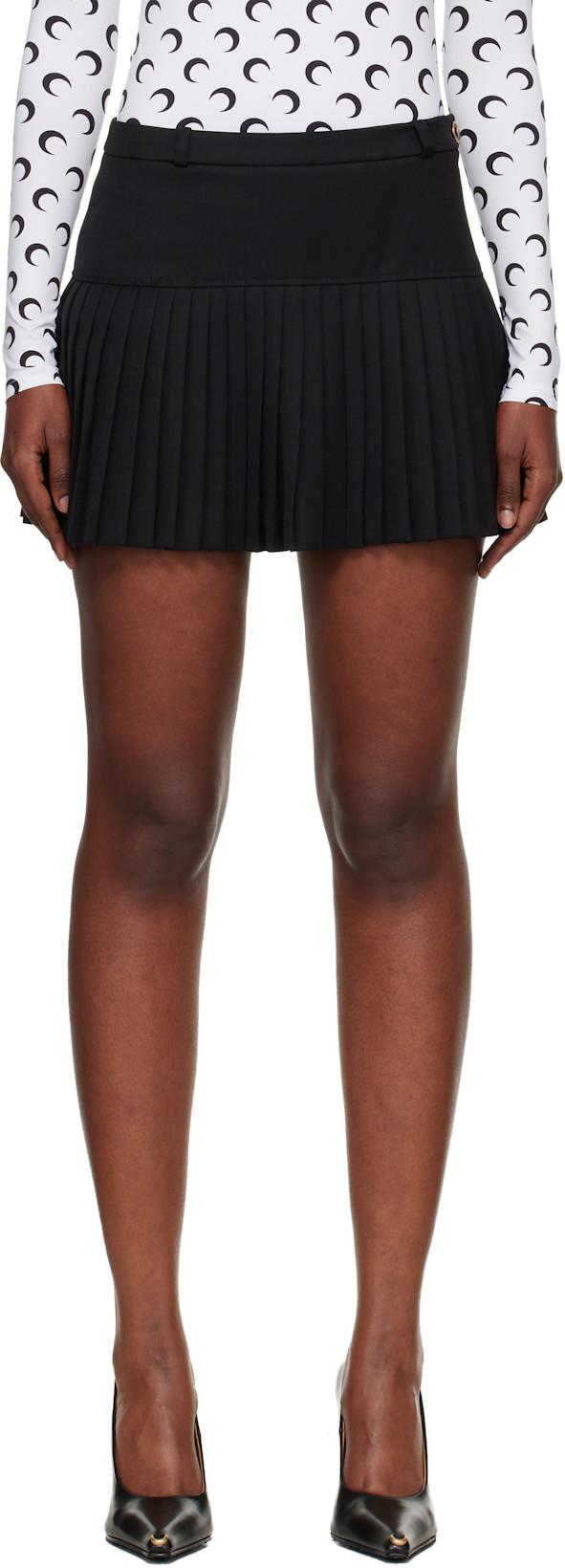 Black Virgin Wool Stretch Twill Miniskirt by MARINE SERRE