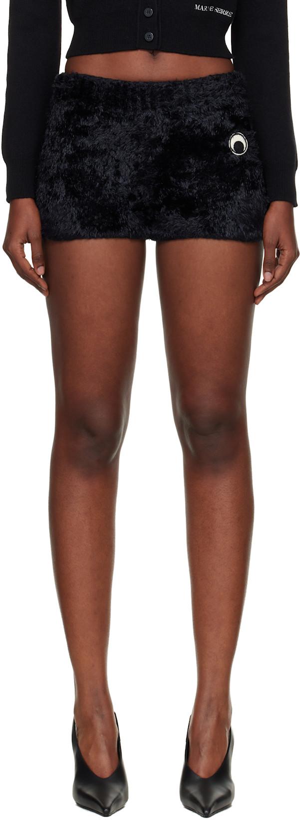 Black Wild Fluffy Knit Shorts by MARINE SERRE