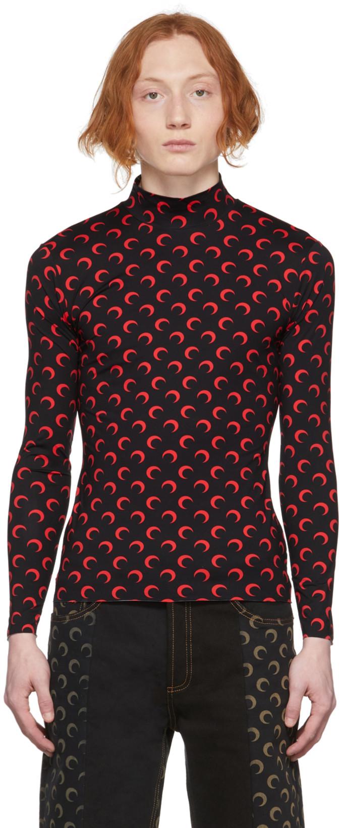 Black & Red Second Skin Moon Turtleneck by MARINE SERRE | jellibeans