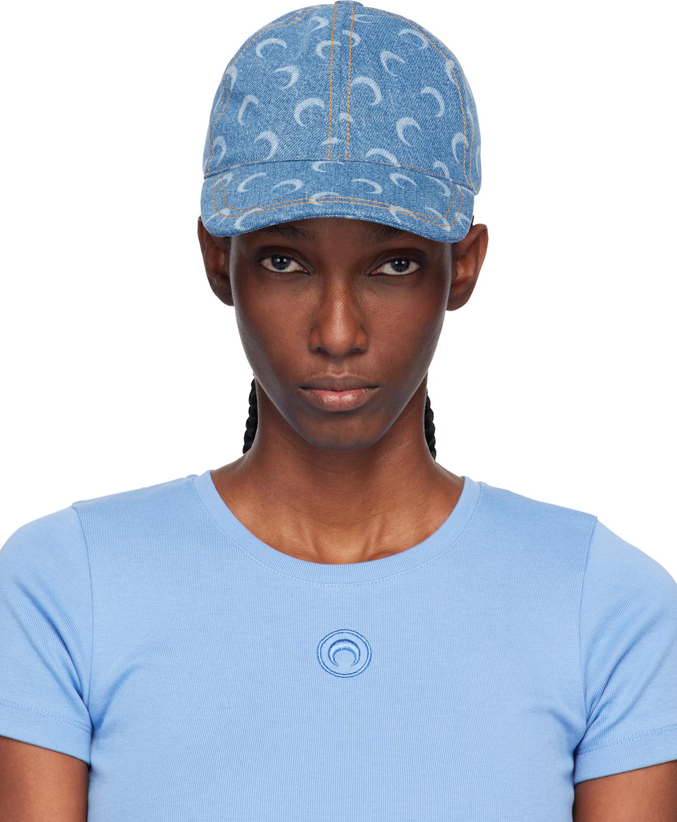 Blue Moon Laser Denim Baseball Cap by MARINE SERRE