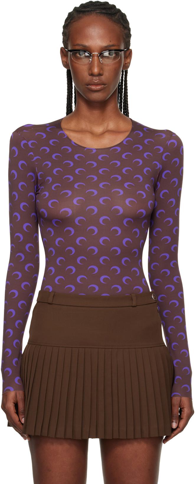 Brown & Purple Moon Printed Jersey LS T-shirt by MARINE SERRE