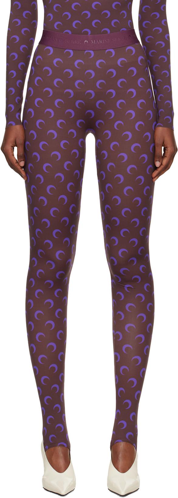Brown & Purple Recycled Moon Jersey Stirrup Leggings by MARINE SERRE