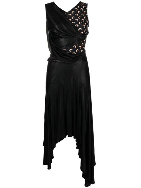 Crescent Moon-print asymmetric dress by MARINE SERRE