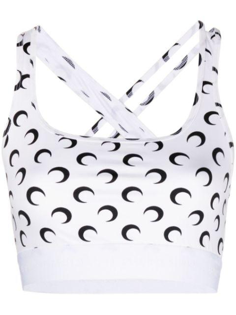 Crescent Moon-print crop top by MARINE SERRE