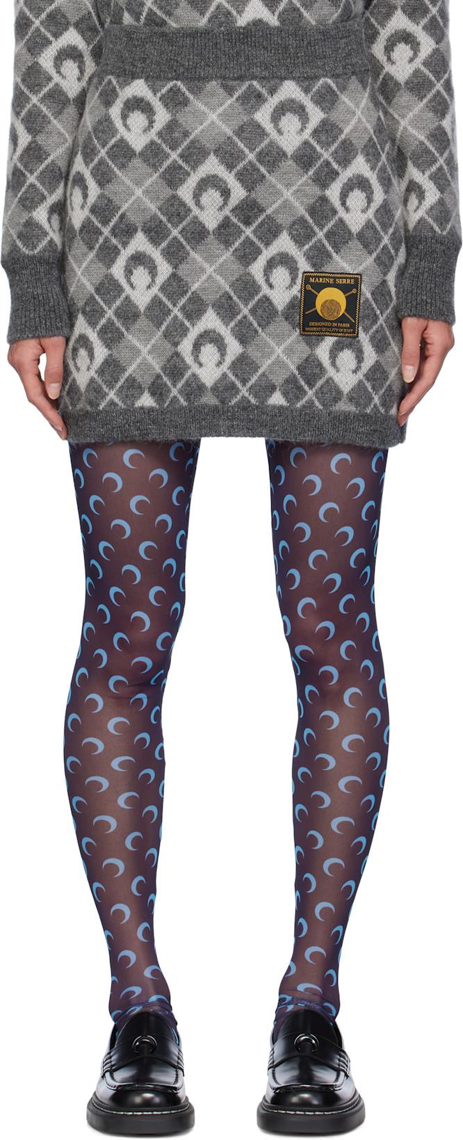 Gray Moon Argyle Knit Miniskirt by MARINE SERRE