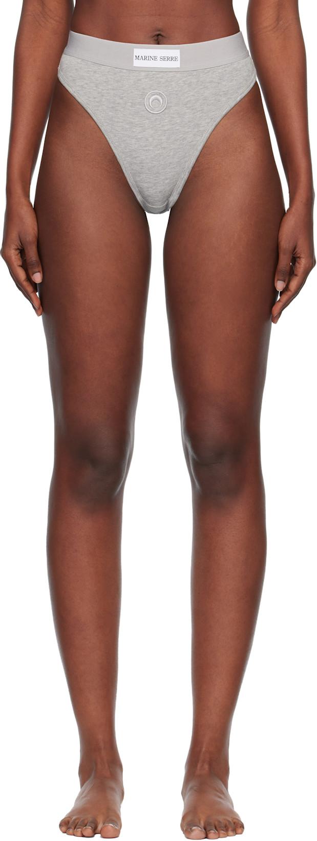 Gray Moon Logo Stretched Jersey High-Waist Briefs by MARINE SERRE Gray Moon Logo Stretched Jersey High-Waist Briefs by MARINE SERRE