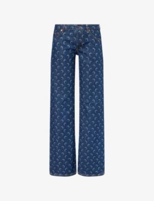 Logo-Print Flare-Leg Denim Jeans by MARINE SERRE