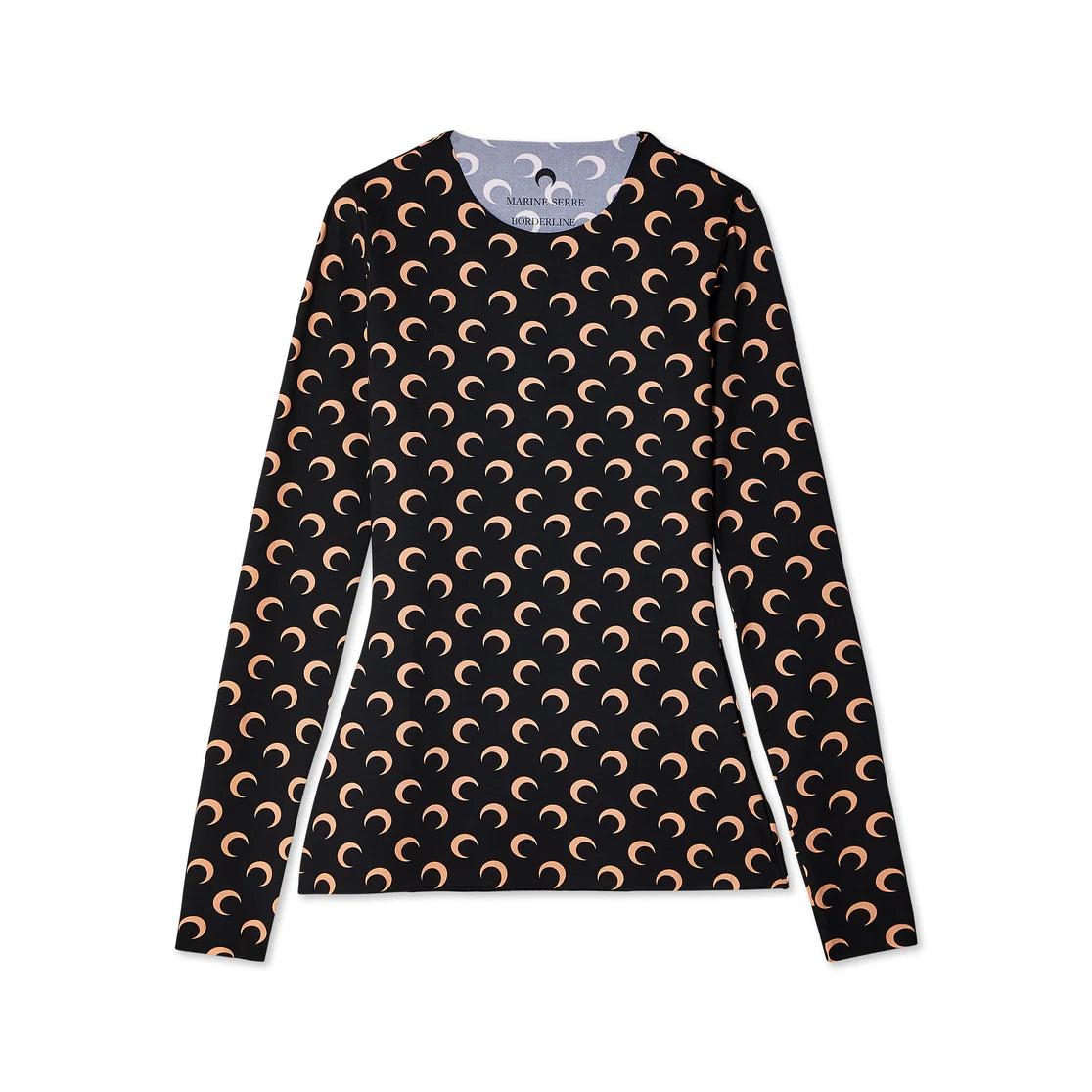 MARINE SERRE - Men's Regenerated All Over Moon Jersey Second Skin Top - (Black) by MARINE SERRE