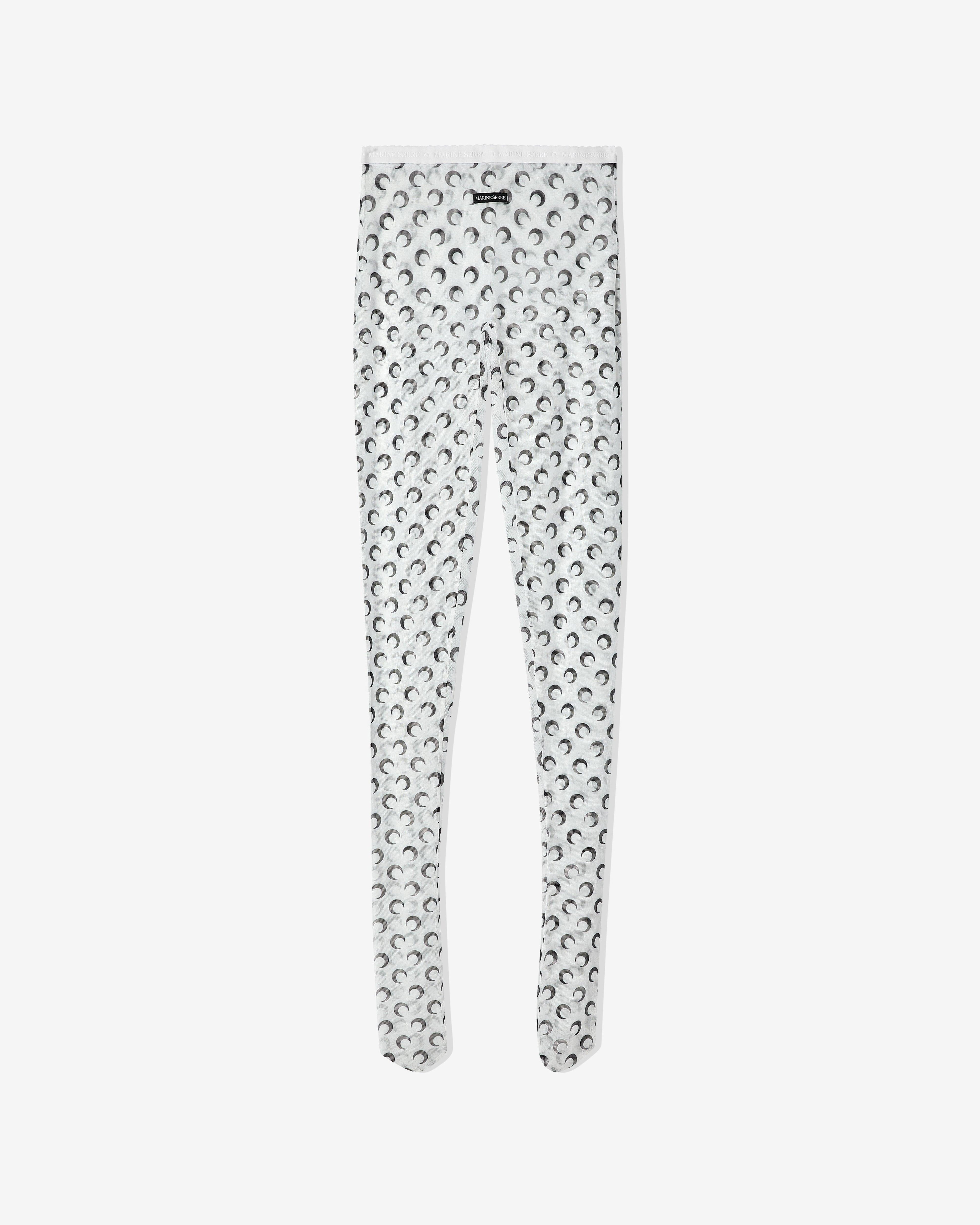 Marine Serre - Women's Moon Printed Mesh Tights - (Optical White) by MARINE SERRE