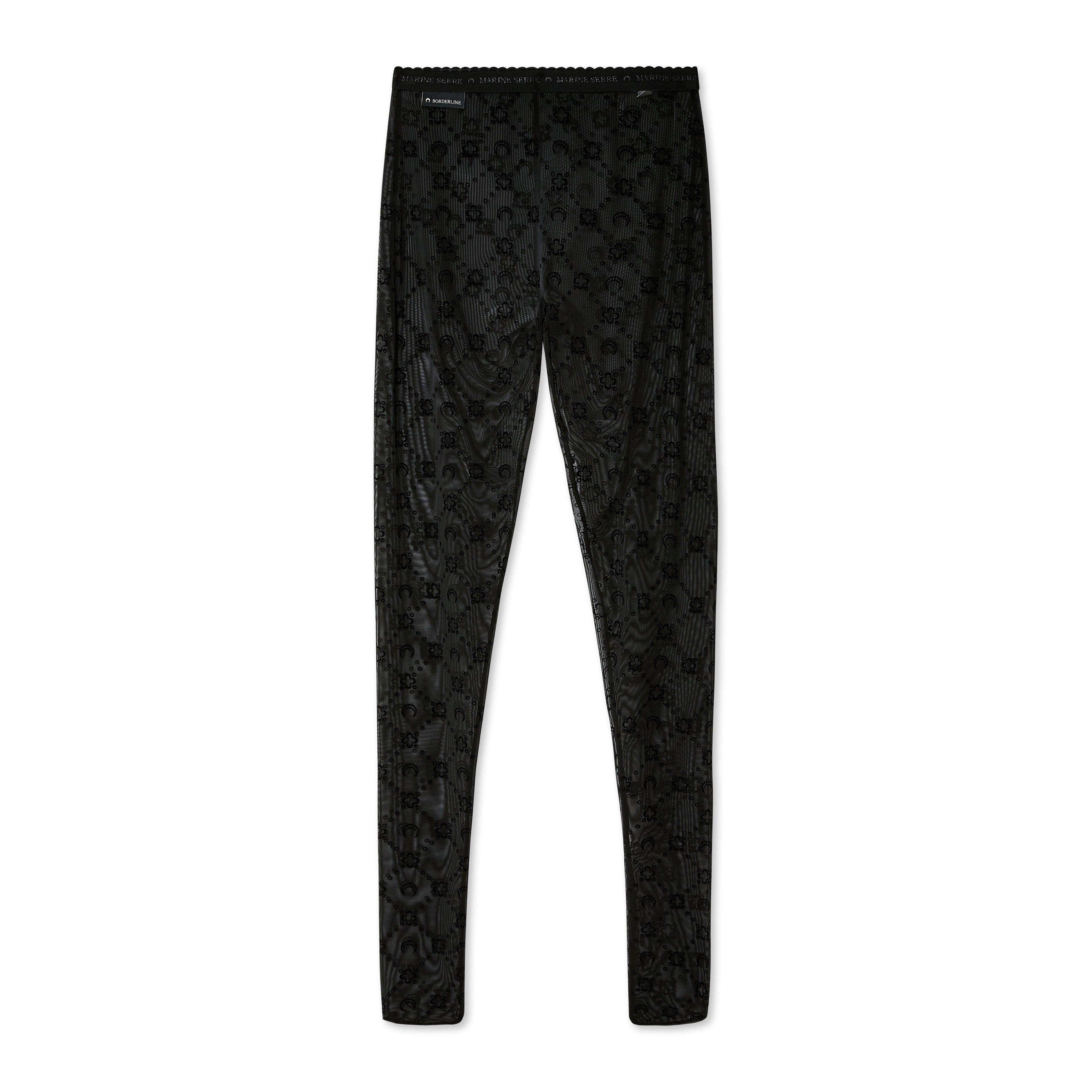 Marine Serre - Women's Moonogram Flocked Mesh Tights - (Black) by MARINE SERRE