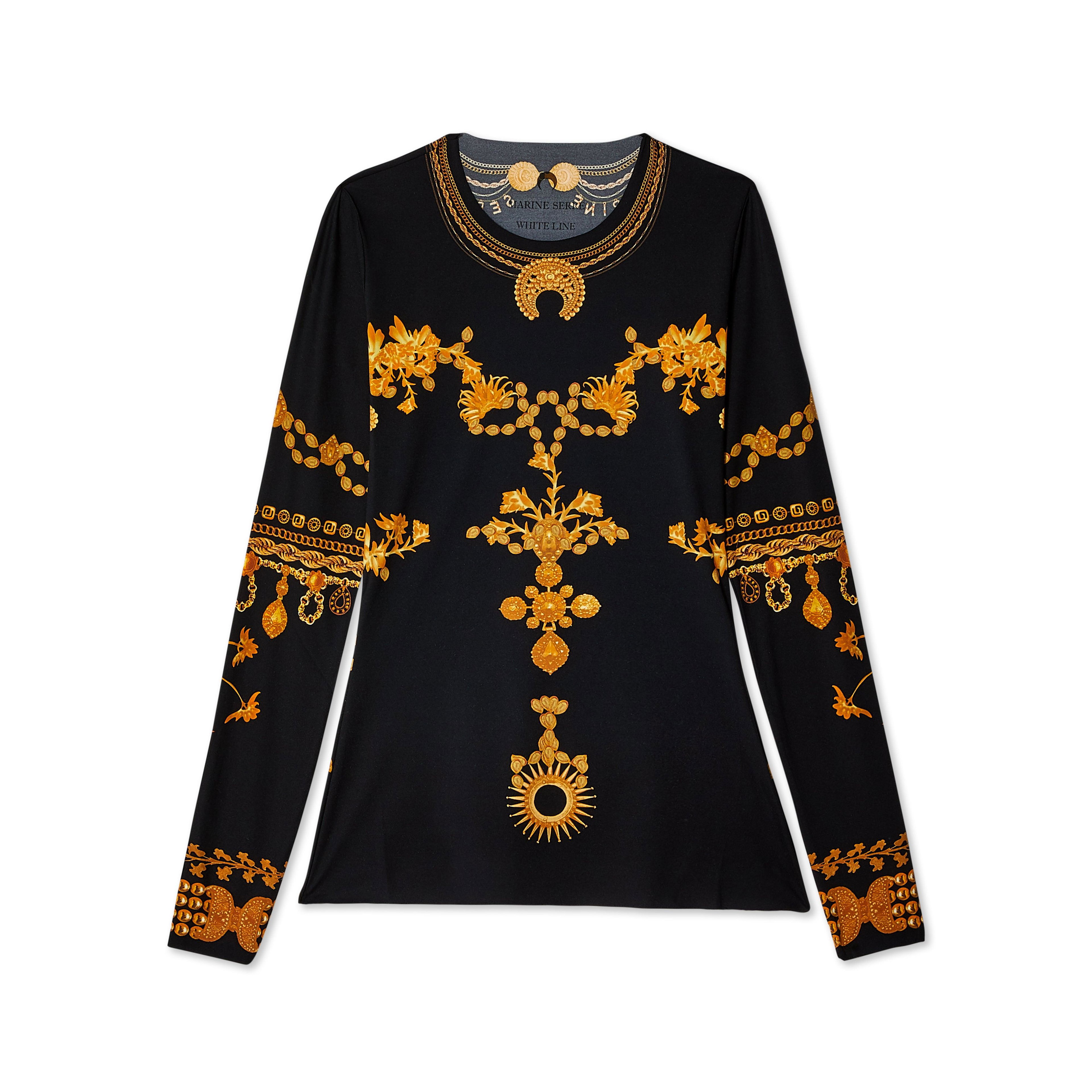 Marine Serre - Women's Ornament Moon Top - (Black/Dark Orange) by MARINE SERRE
