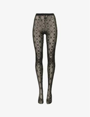 Monogram-print high-rise stretch-recycled polyamide tights by MARINE SERRE