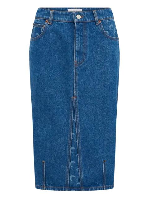 Moon Laser denim midi skirt by MARINE SERRE