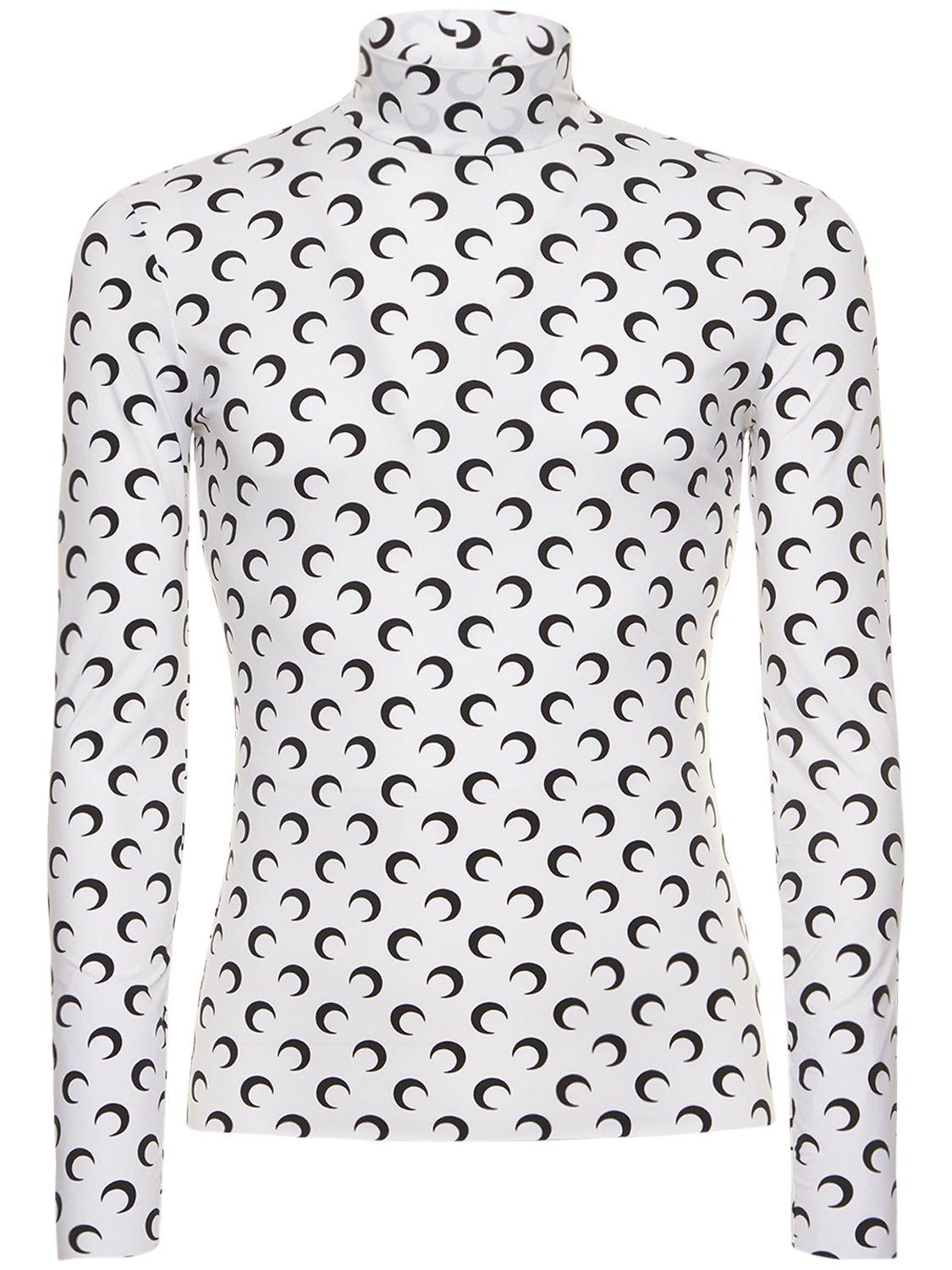 Moon Print Recycled Nylon Turtleneck Top by MARINE SERRE