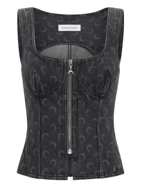 Moon denim bustier top by MARINE SERRE