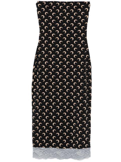 Moon-logo strapless midi dress by MARINE SERRE