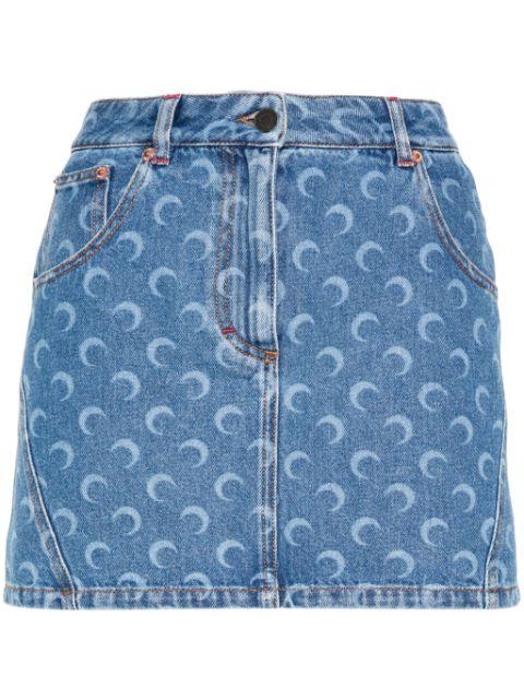Moon-print denim mini skirt by MARINE SERRE