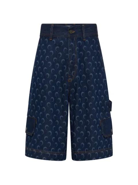 Moon-print denim shorts by MARINE SERRE
