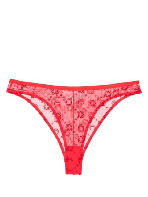 Moonogram-flocked mesh briefs by MARINE SERRE