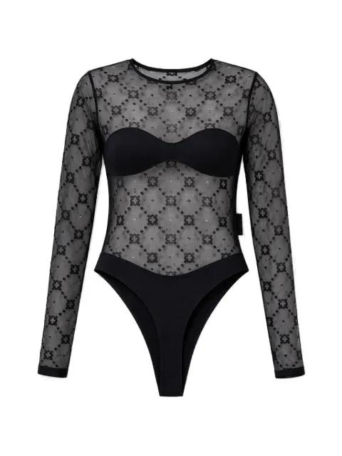 Moonogram mesh bodysuit by MARINE SERRE