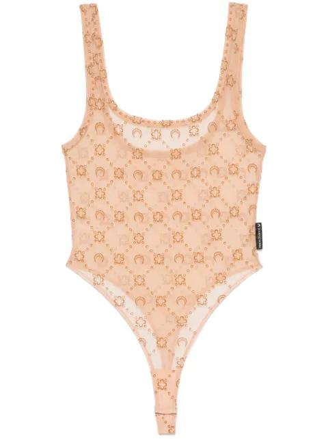 Moonogram mesh bodysuit by MARINE SERRE