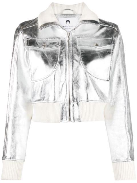 Moonogram-pattern laminated leather jacket by MARINE SERRE