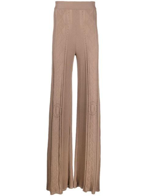 Neutral Pointelle Knit Trousers by MARINE SERRE