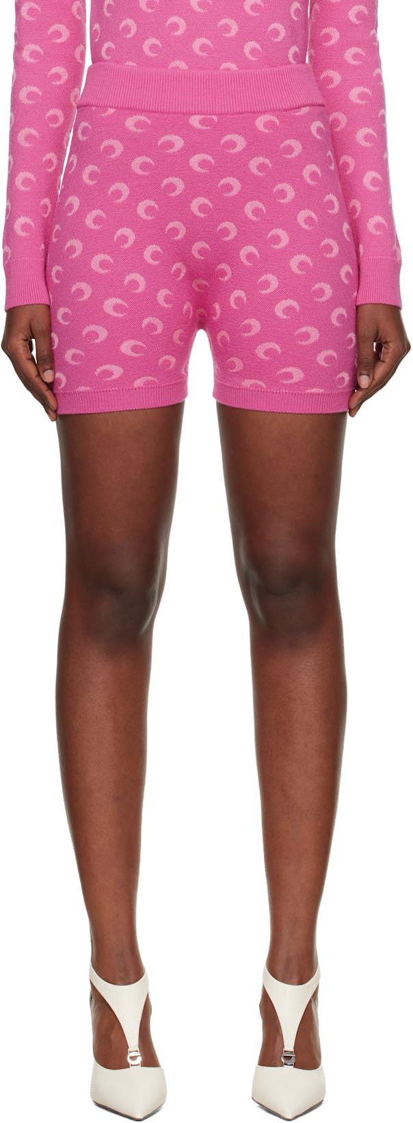 Pink Moon Jacquard Knit Shorts by MARINE SERRE