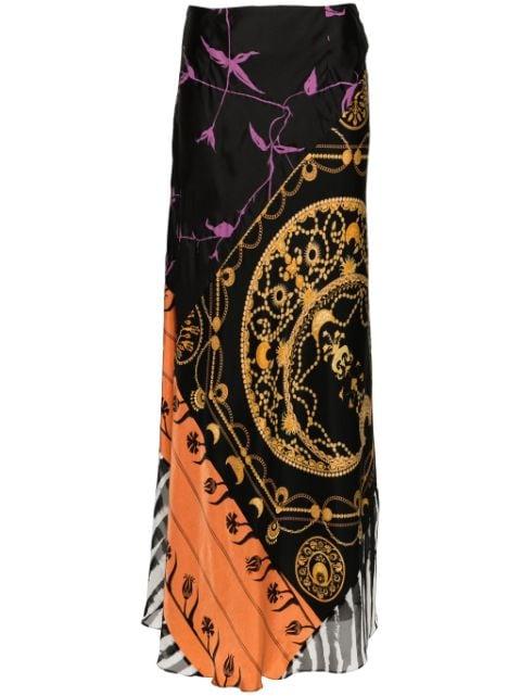 Regenerated Scarves mix-print midi skirt by MARINE SERRE