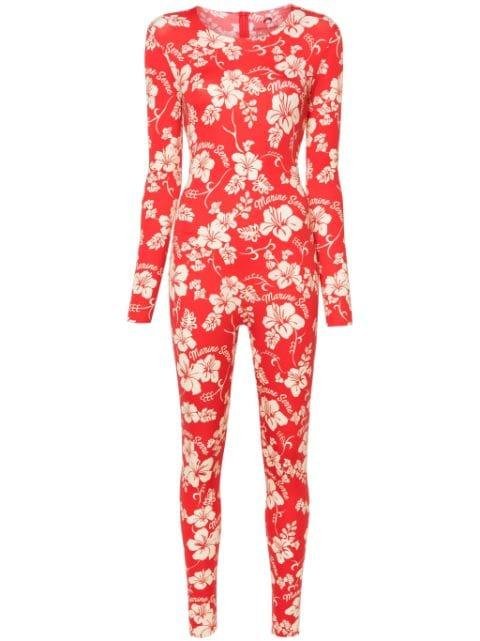 Regenerated floral-print catsuit by MARINE SERRE