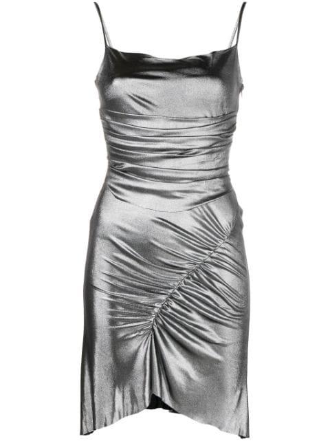 Regenerated ruched metallic jersey minidress by MARINE SERRE Regenerated ruched metallic jersey minidress by MARINE SERRE