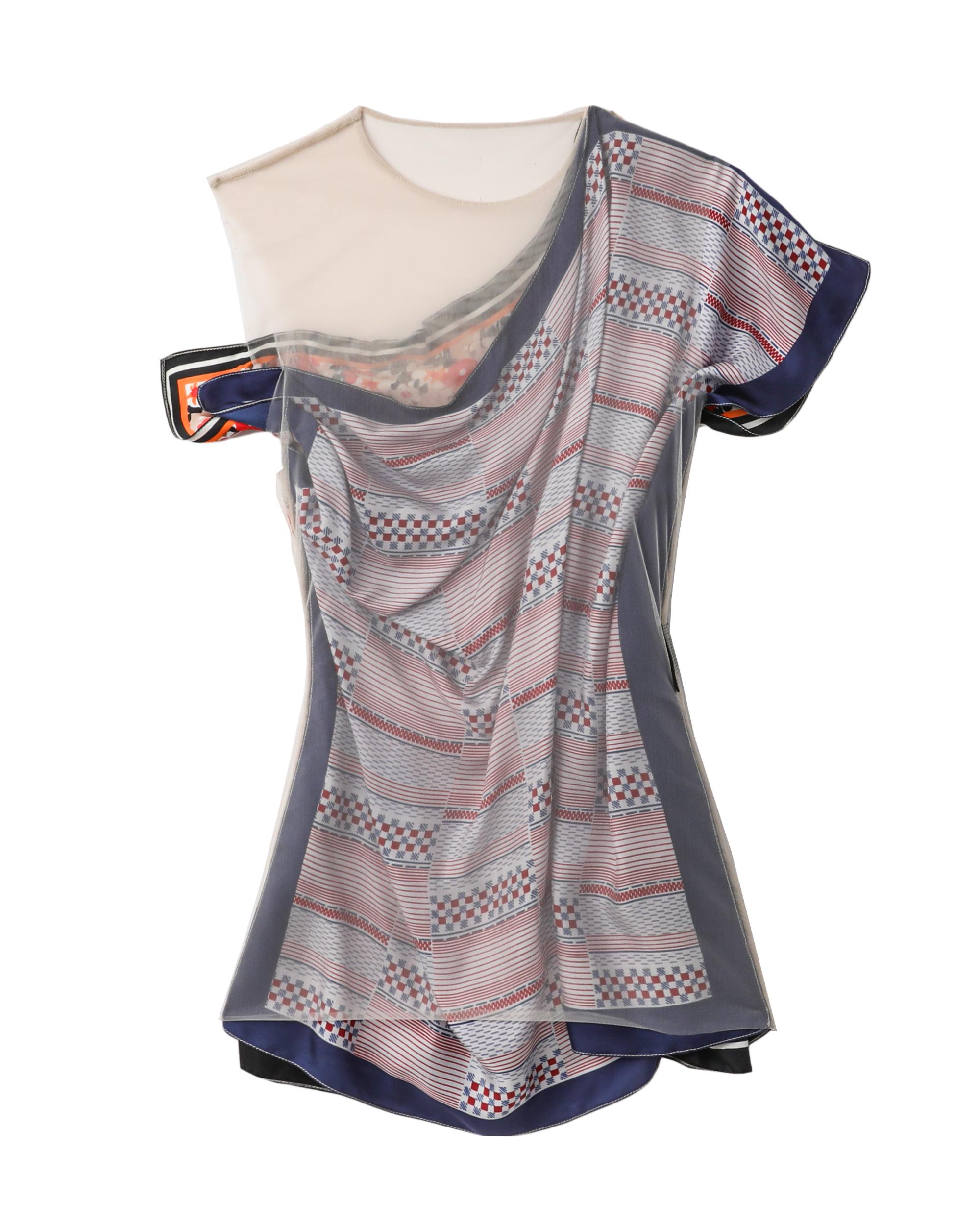 Regenerated silk scarves layer top by MARINE SERRE