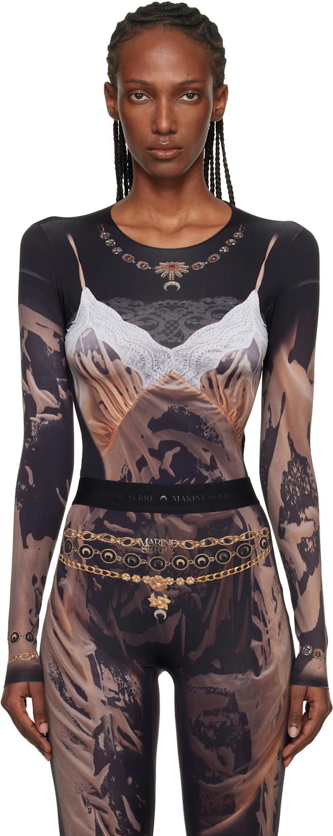 SSENSE Exclusive Black Wet Nuisette Printed Jersey LS T-shirt by MARINE SERRE