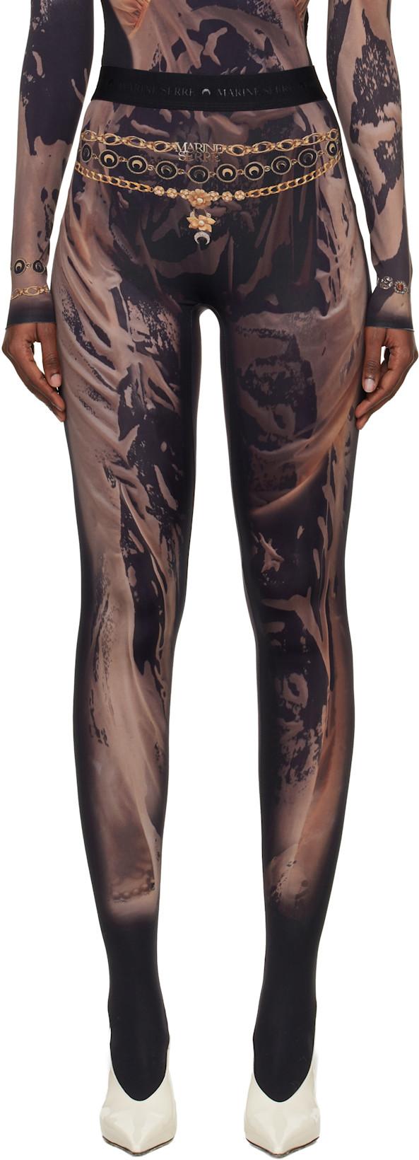 SSENSE Exclusive Black Wet Nuisette Printed Jersey Leggings by MARINE SERRE