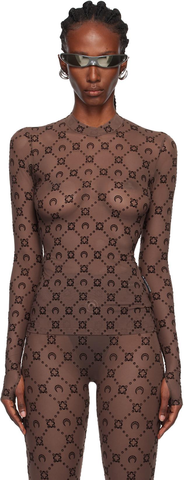 SSENSE Exclusive Brown Flock Second Skin Highneck Top by MARINE SERRE