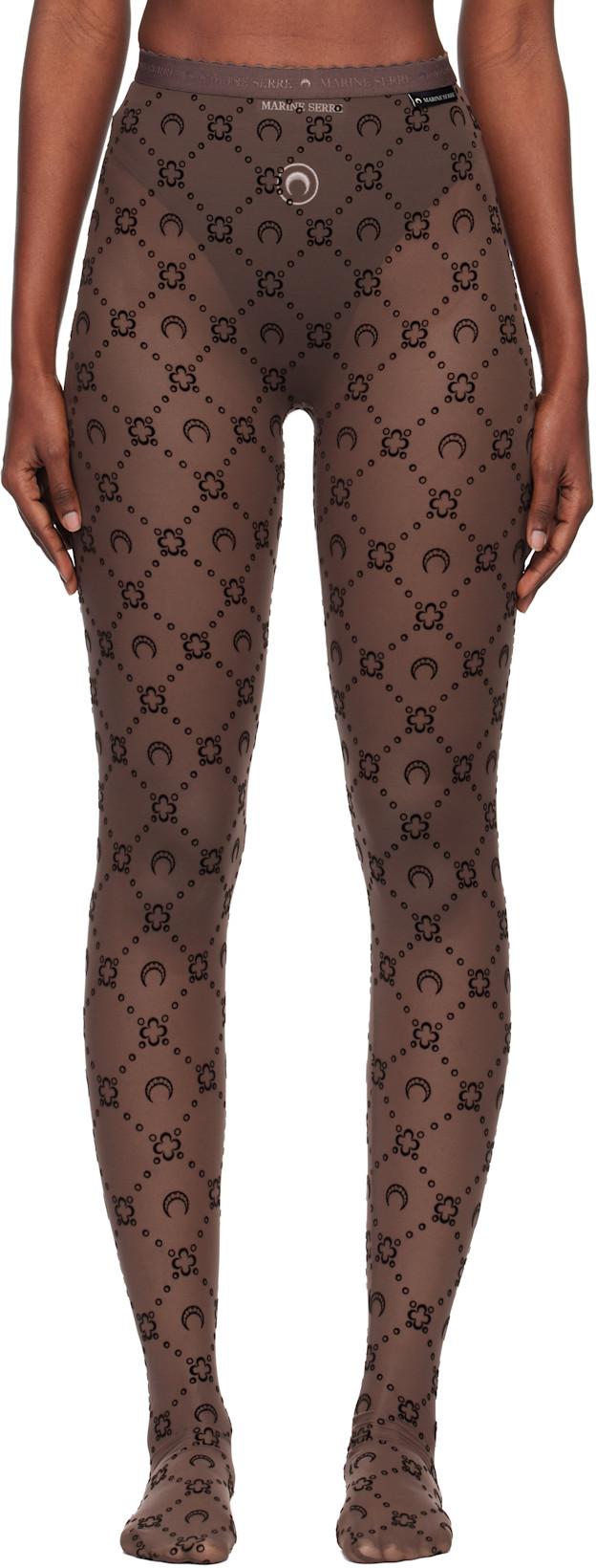 SSENSE Exclusive Brown Recycled Mesh Flock Tights by MARINE SERRE