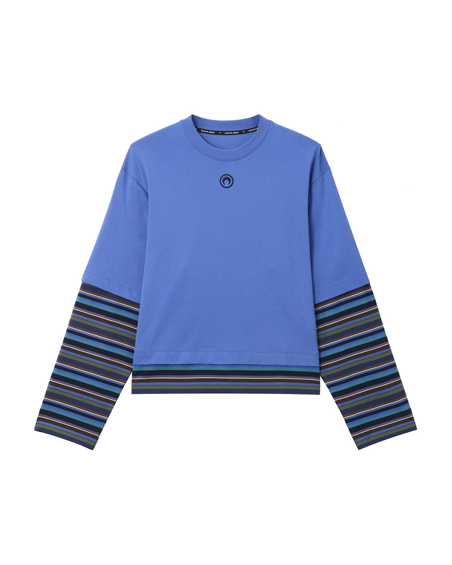 Striped-sleeve logo tee by MARINE SERRE