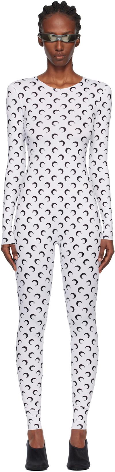 White Recycled Jersey Moon Catsuit by MARINE SERRE