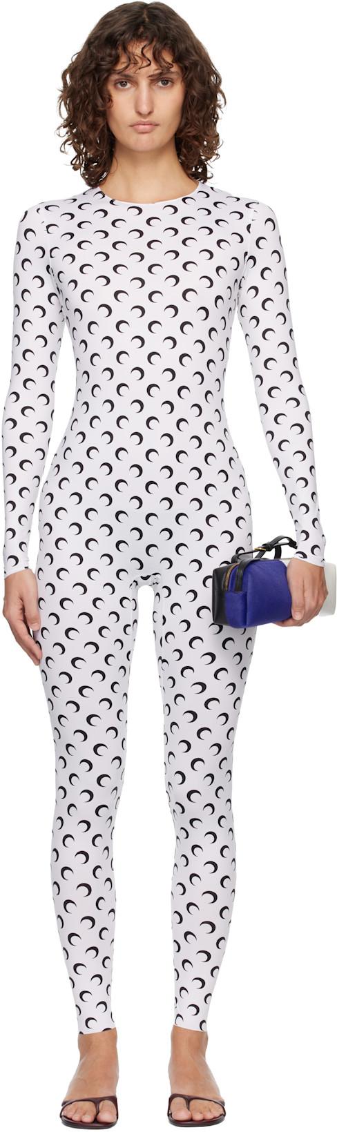 White Recycled Jersey Moon Jumpsuit by MARINE SERRE