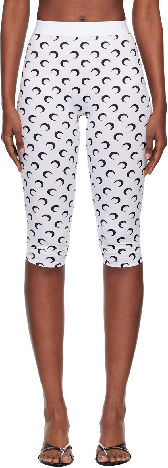 White Recycled Moon Jersey Capri Leggings by MARINE SERRE