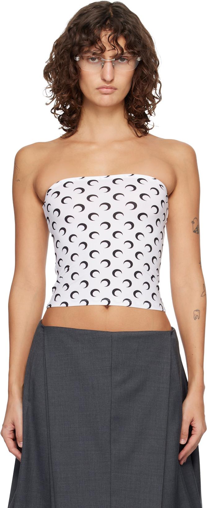 White Recycled Moon Jersey Second Skin Tube Top by MARINE SERRE