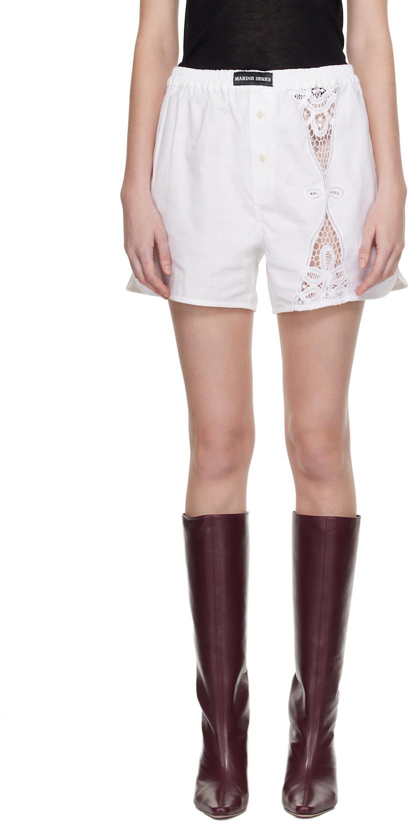 White Regenerated Household Linen Boxer Shorts by MARINE SERRE