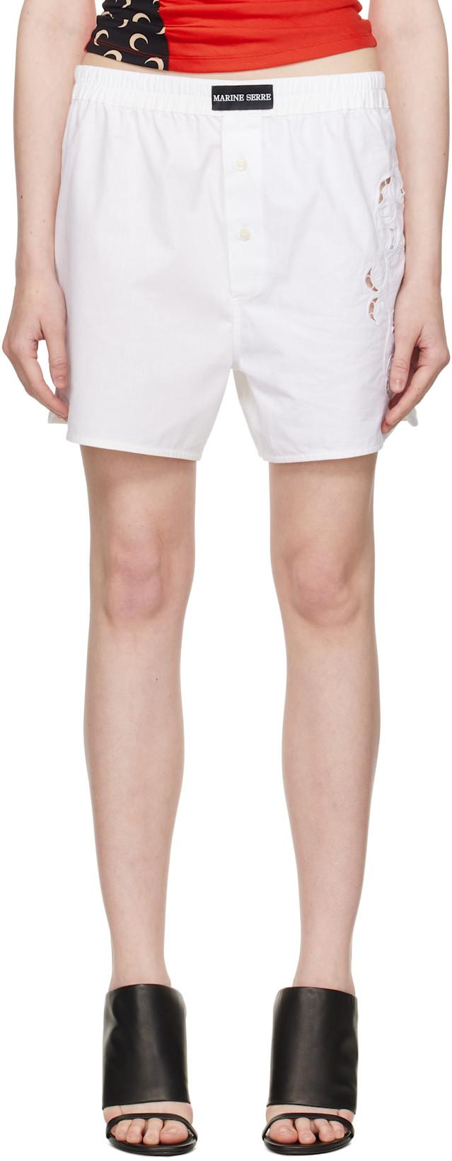 White Regenerated Household Linen Shorts by MARINE SERRE
