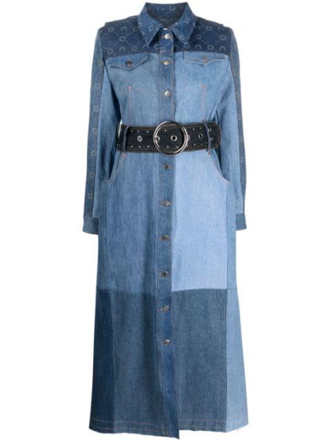 belted panelled denim coat by MARINE SERRE
