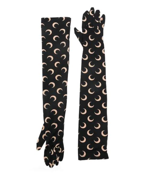 crescent moon print gloves by MARINE SERRE