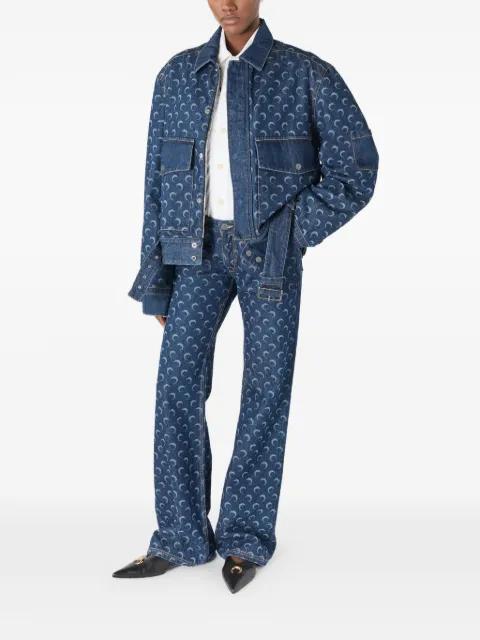 crescent moon-print jeans by MARINE SERRE